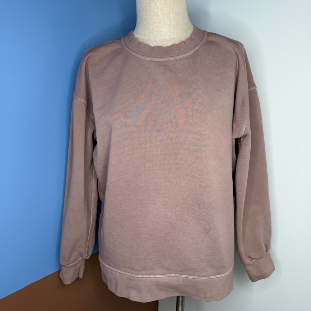 Lululemon Perfectly Oversized Crewneck‎ Sweatshirt Spell out Logo Light Brown 6